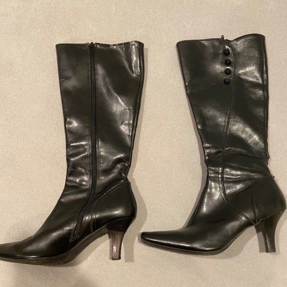 Liz Claiborne Black Knee-High Boots, Size 9, 3” Heel - Picture 3 of 10